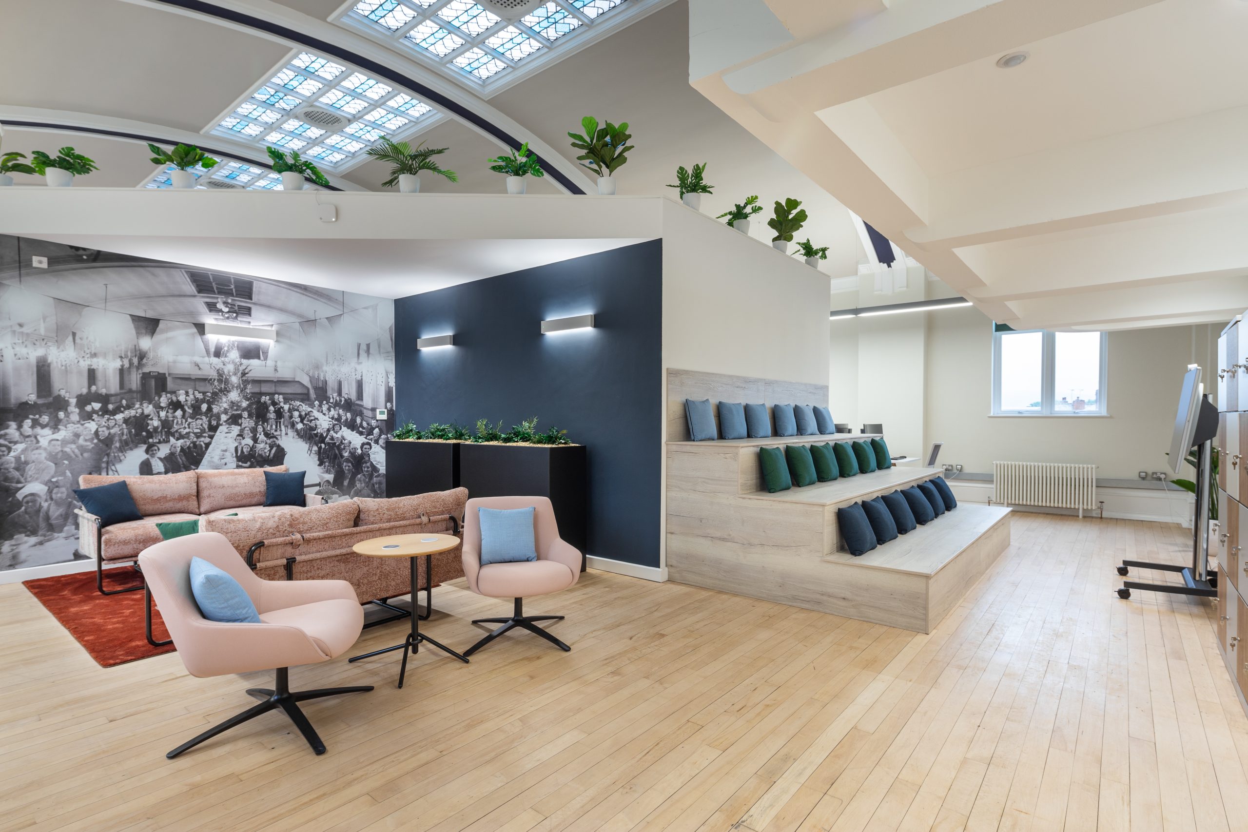 Fireup co-working space tiered seating