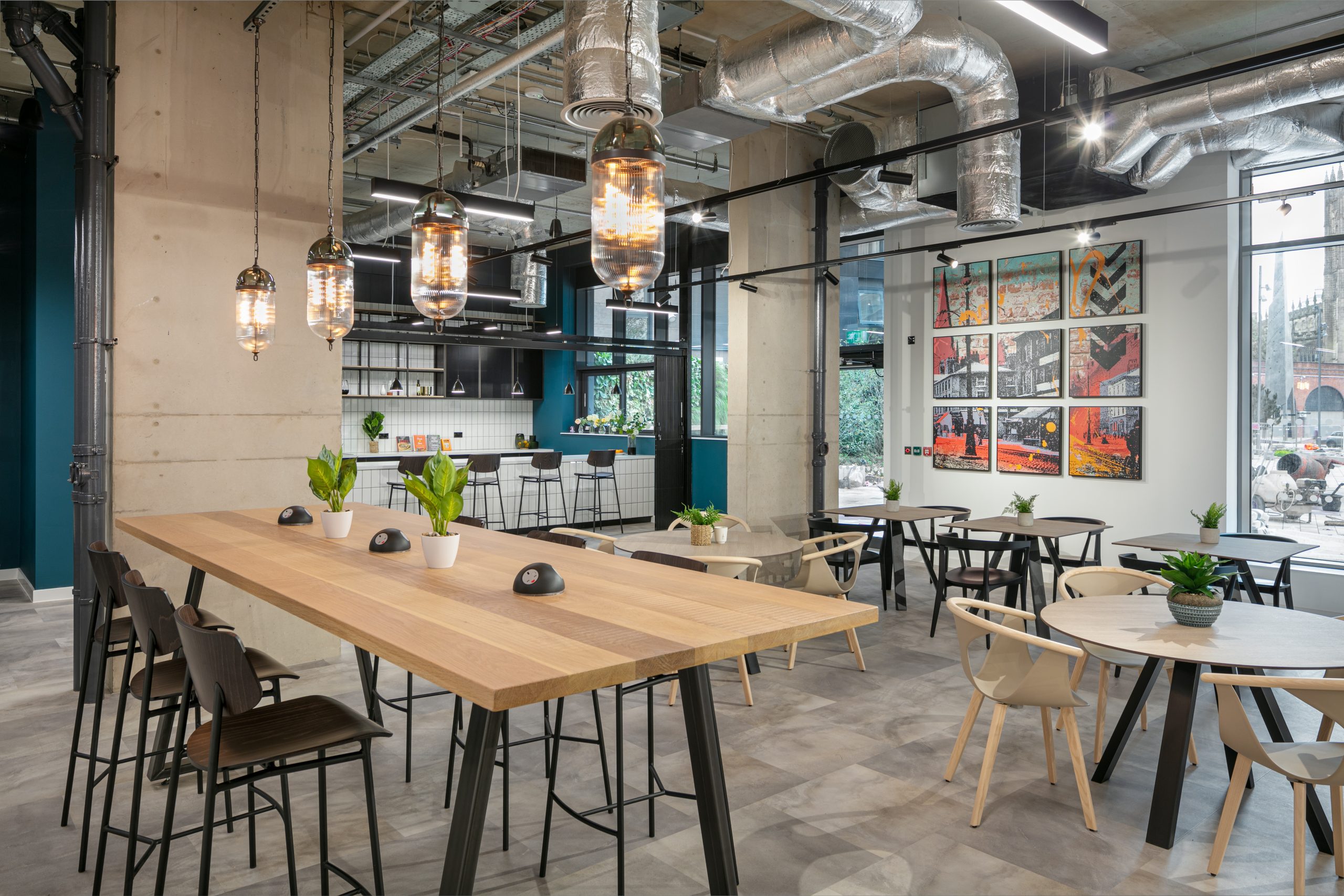 Affinity Living Resident's Lounge overall seating and kitchen